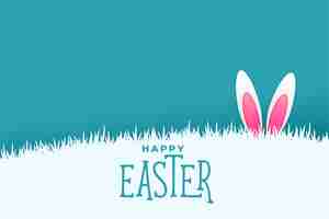 Free vector easter card with bunny rabbit peeing behind grass