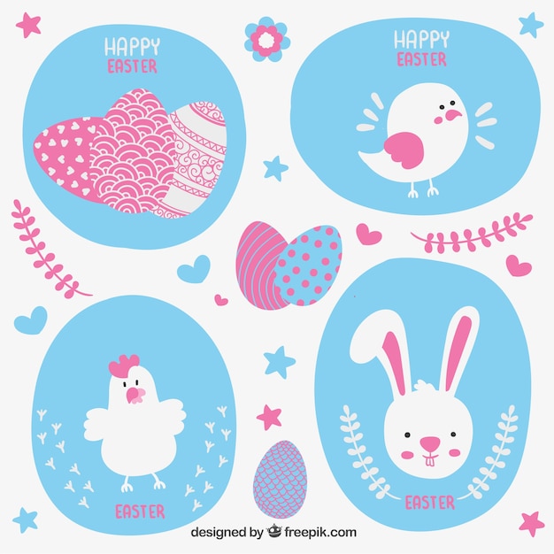 Free vector easter card with cute animals