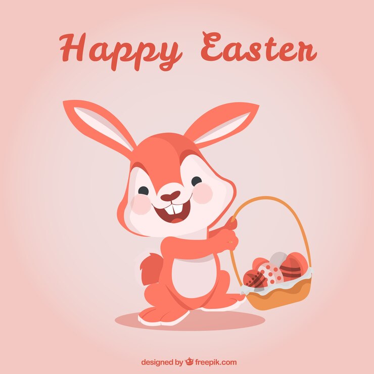 Free Vector easter card with cute rabbit