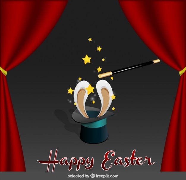 Free vector easter card with magician hat
