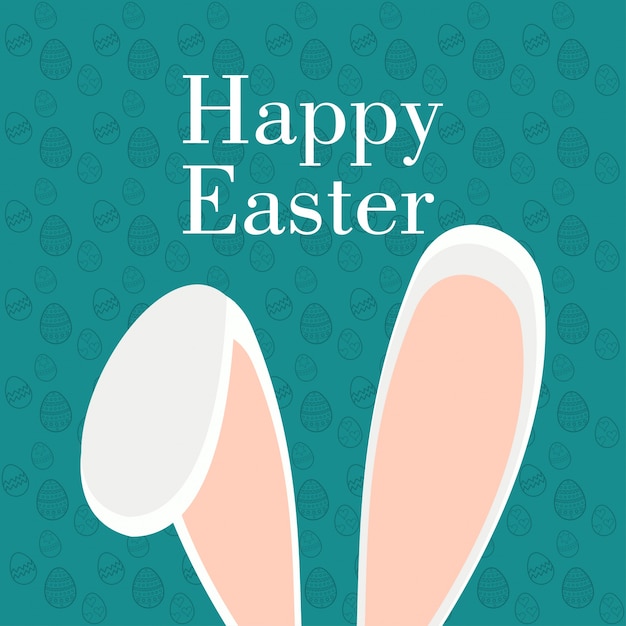 счастливой Пасхи графический дизайн с ушами кролика
