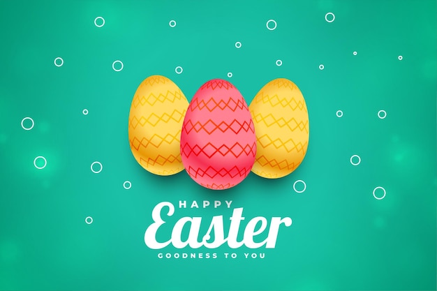 Free vector easter celebration greeting with three realistic eggs