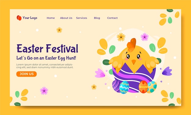 Free vector easter celebration landing page template