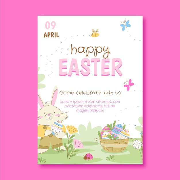 Easter celebration vertical poster template