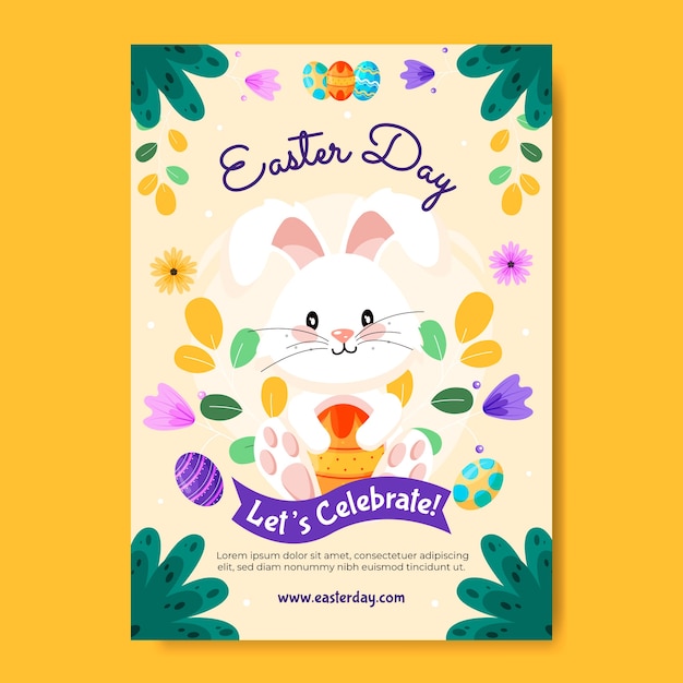 Free vector easter celebration vertical poster template