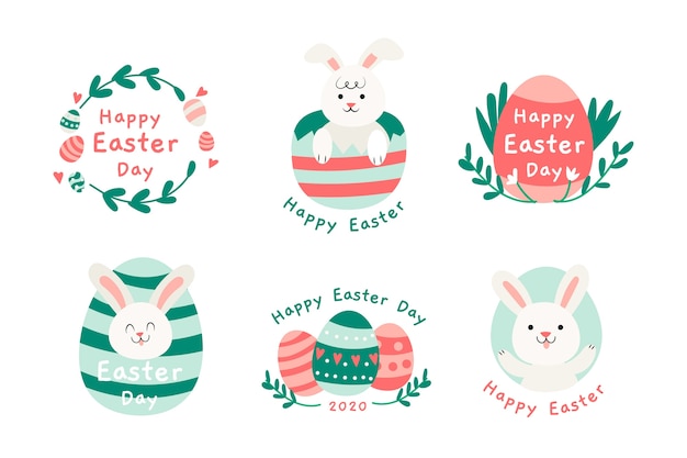 Easter day badge collection in flat design