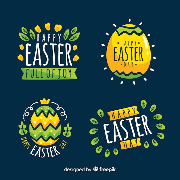 Free vector easter day badge collection