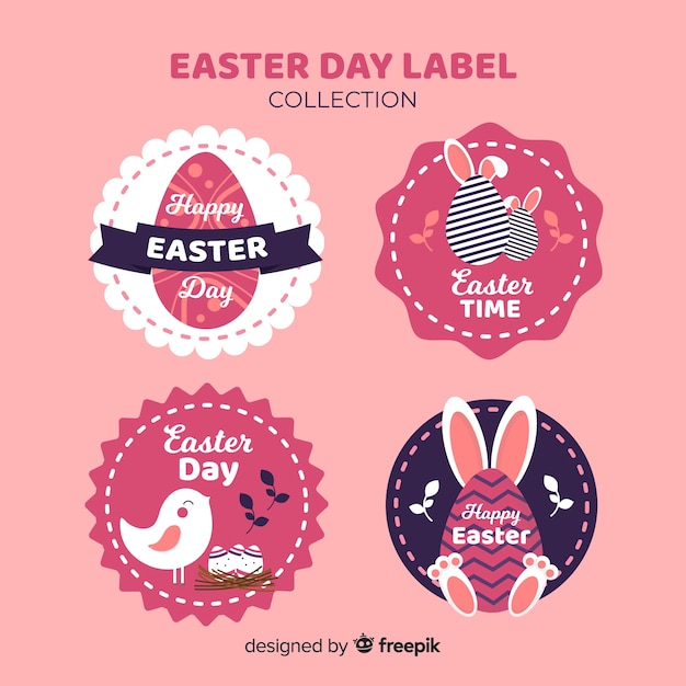 Free vector easter day badge collection