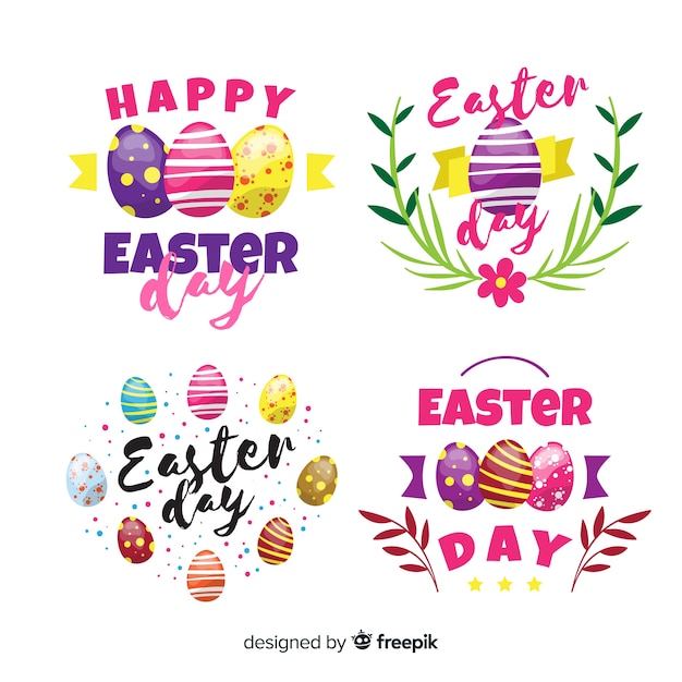 Free vector easter day badge collection