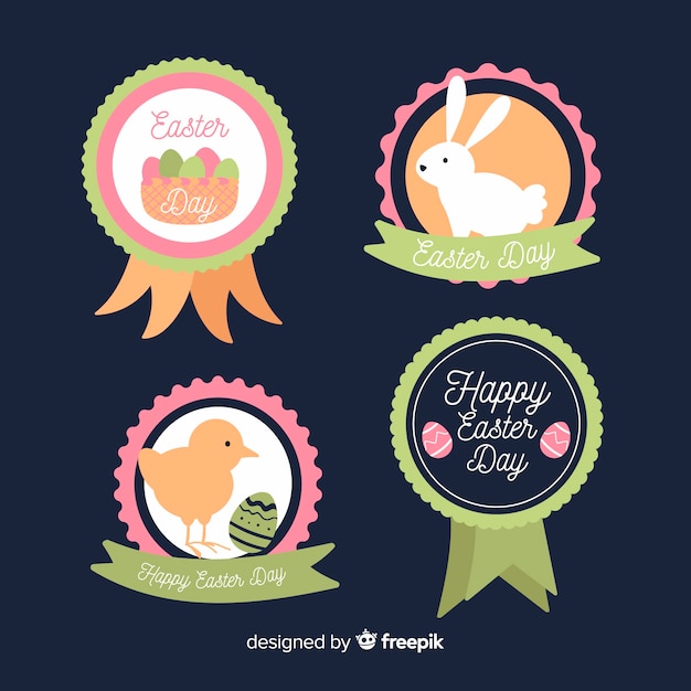 Free vector easter day badge collection