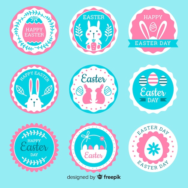 Free vector easter day badge collection