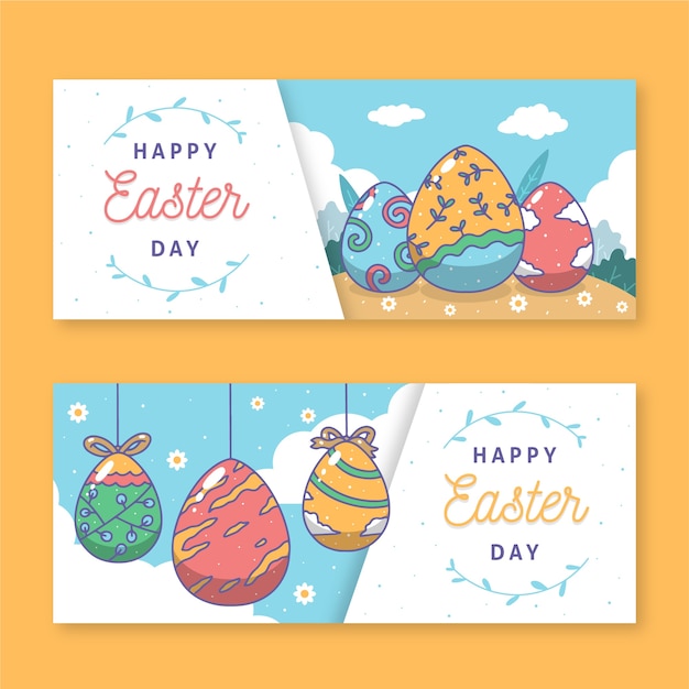 Free vector easter day banner collection