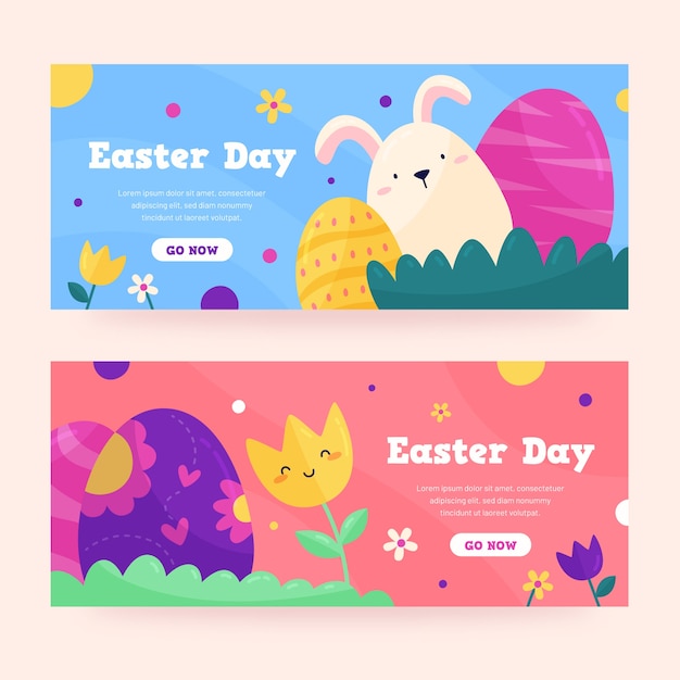 Banner di giorno di pasqua in design piatto