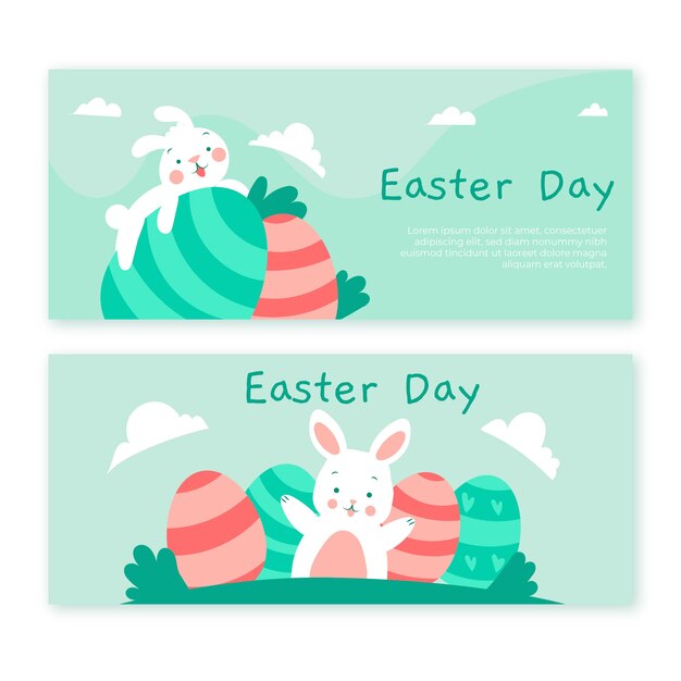 Easter day banners in flat design