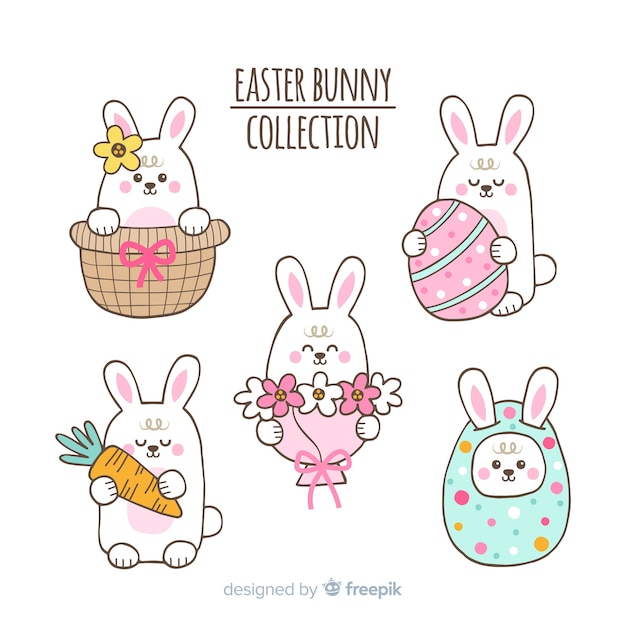 Free vector easter day bunny collection