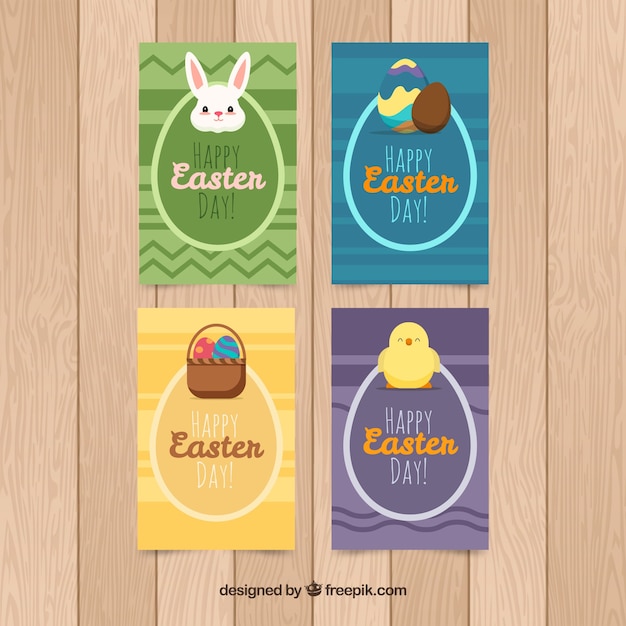 Easter day cards collection in flat style