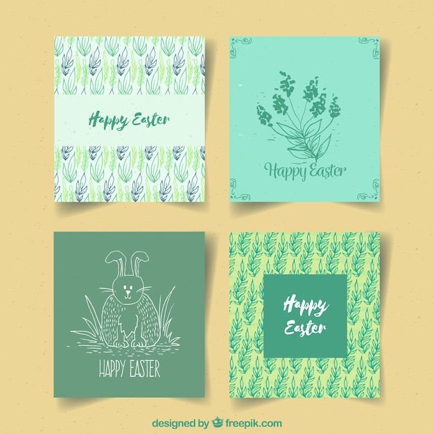 Free vector easter day cards collection in watercolor style