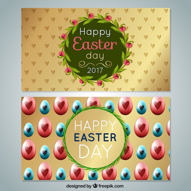 Vettore gratuito giorno di pasqua decorativi 2017 banner