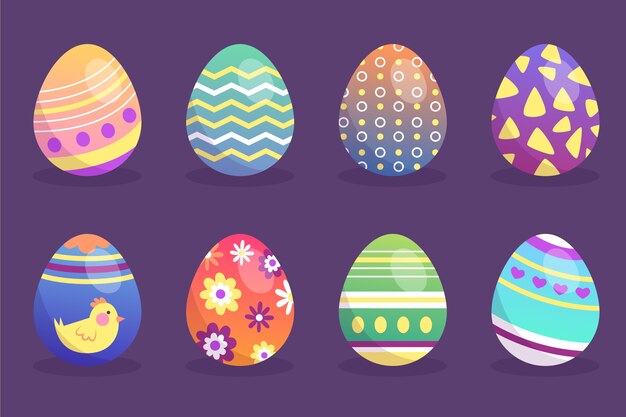 Easter day egg collection in flat design