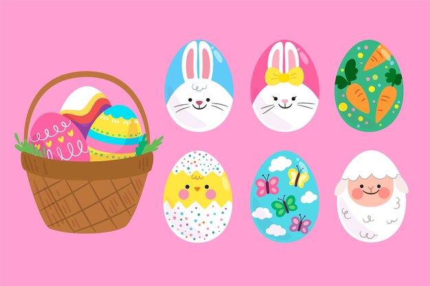 Easter day egg collection in flat design