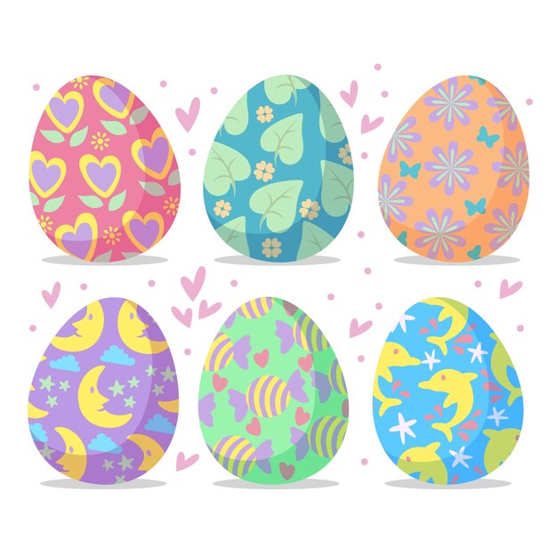 Easter day egg flat design set