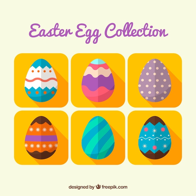 평면 스타일의 부활절 날 계란 컬렉션