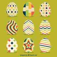 Free vector easter day eggs collection in vintage style