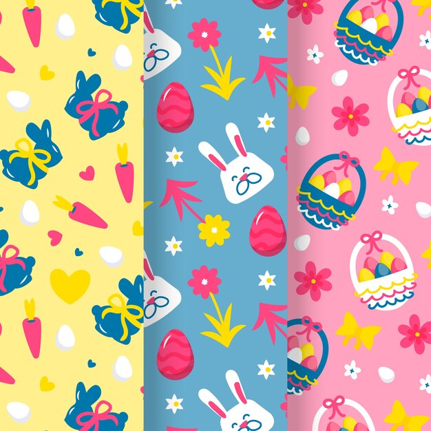 Easter day hand-drawn pattern set