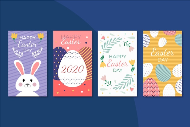 Free vector easter day instagram post collection design