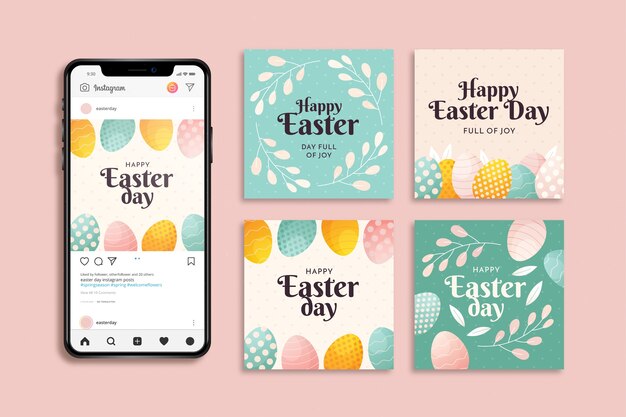 easter day instagram post set