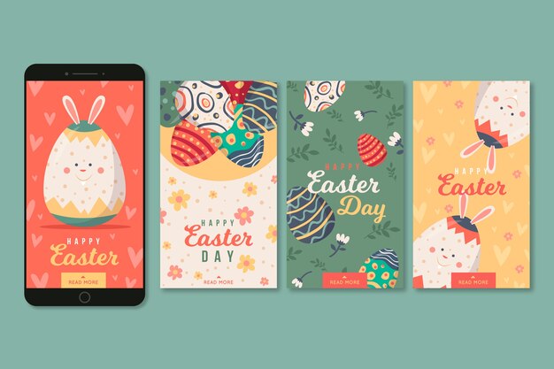 Easter day instagram stories collection concept