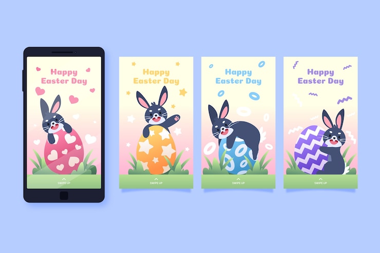 Free Vector easter day instagram stories collection