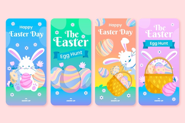 Free Vector easter day instagram stories collection