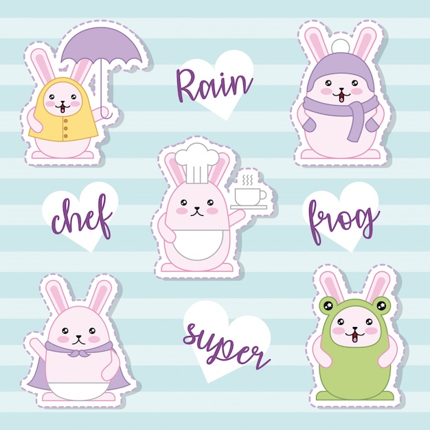 Easter day kawaii sticker collection