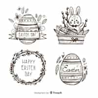 Free vector easter day label collection