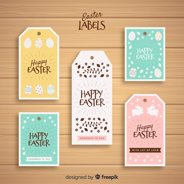 Free vector easter day label collection