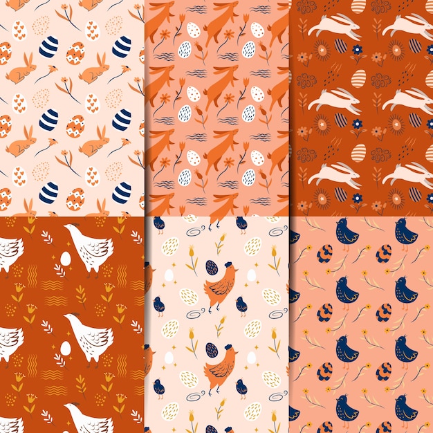 Free vector easter day pattern collection in flat design