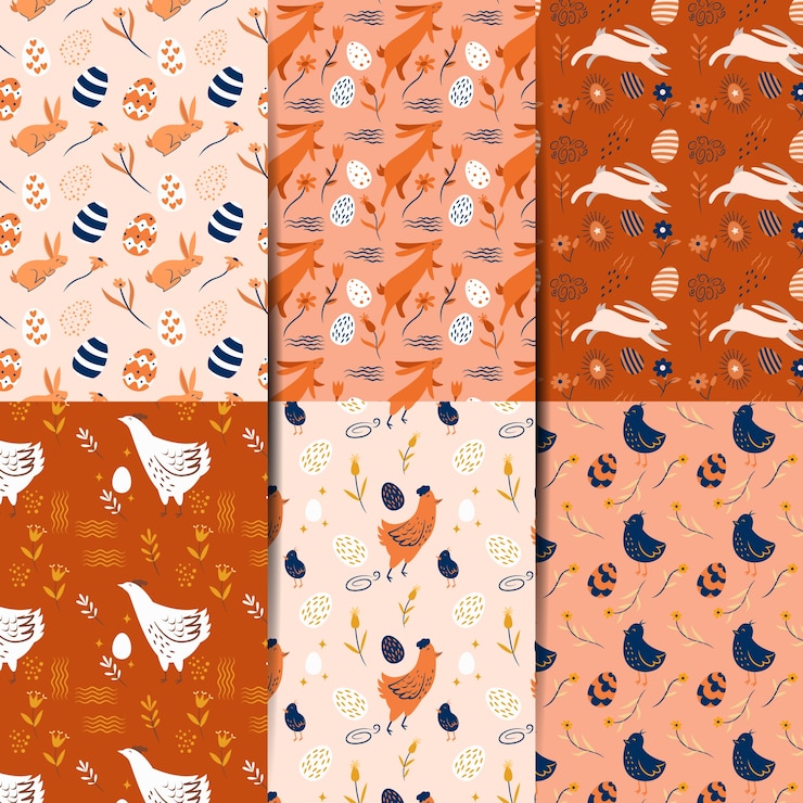 Free Vector easter day pattern collection in flat design