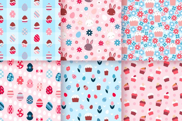 Easter day pattern collection in flat design