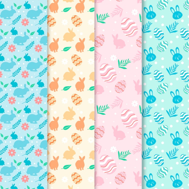 Free vector easter day pattern collection in flat design