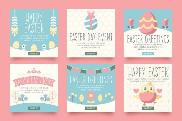 Free vector easter day theme for instagram posts