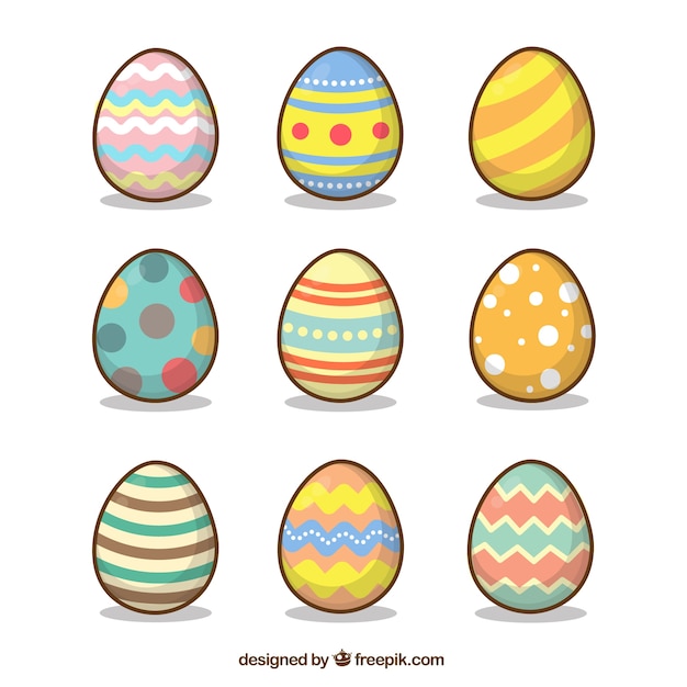 Бесплатное векторное изображение Коллекция пасхальных яиц