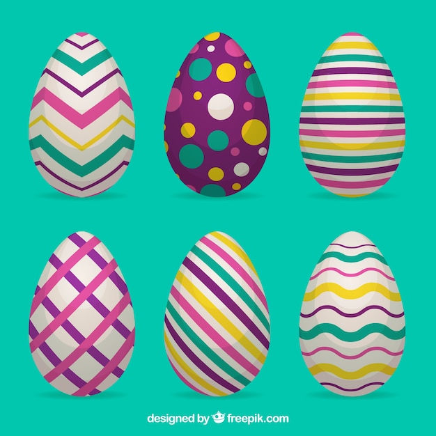 Free vector easter egg pack with lines