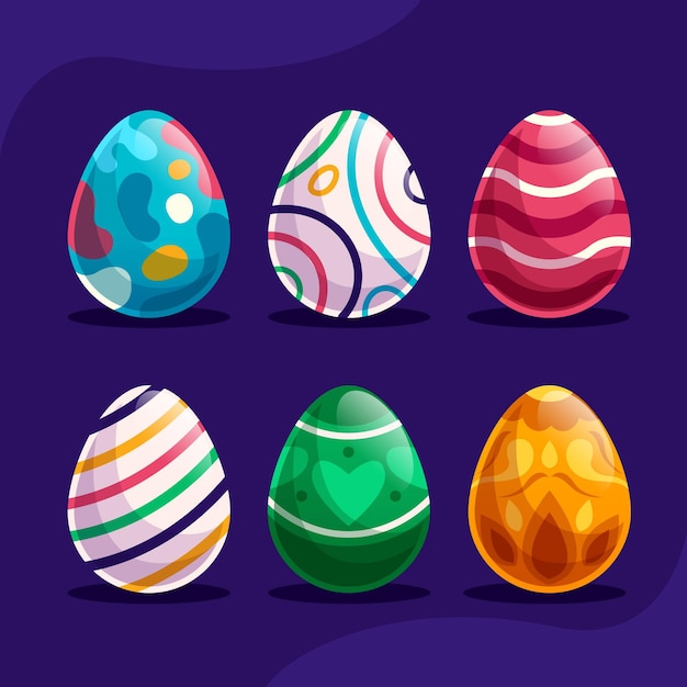 Бесплатное векторное изображение Пакет пасхальных яиц