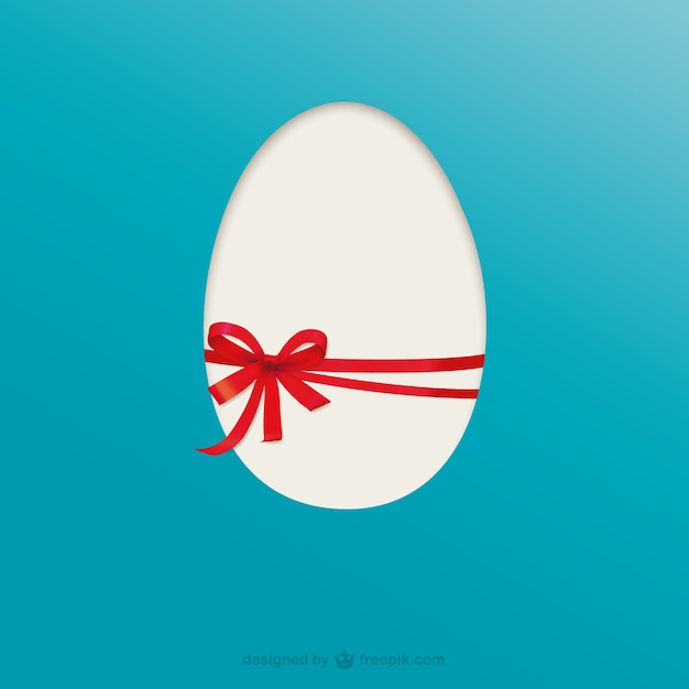 Easter egg with red ribbon 