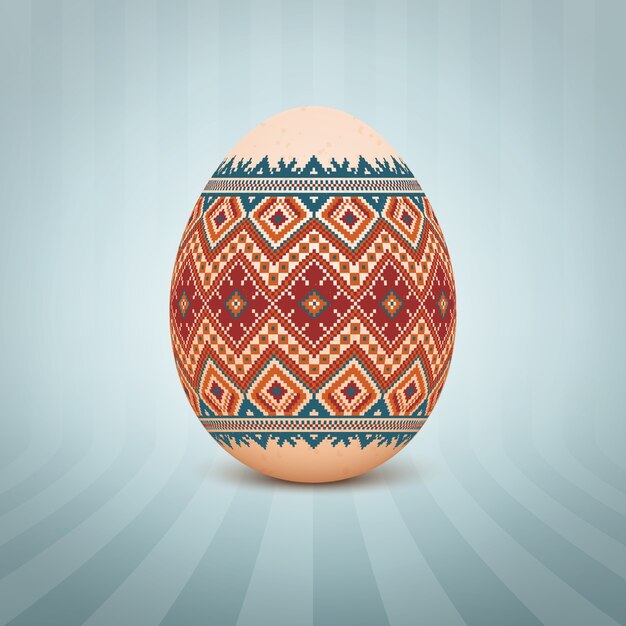 The Easter egg with an Ukrainian folk pattern ornament