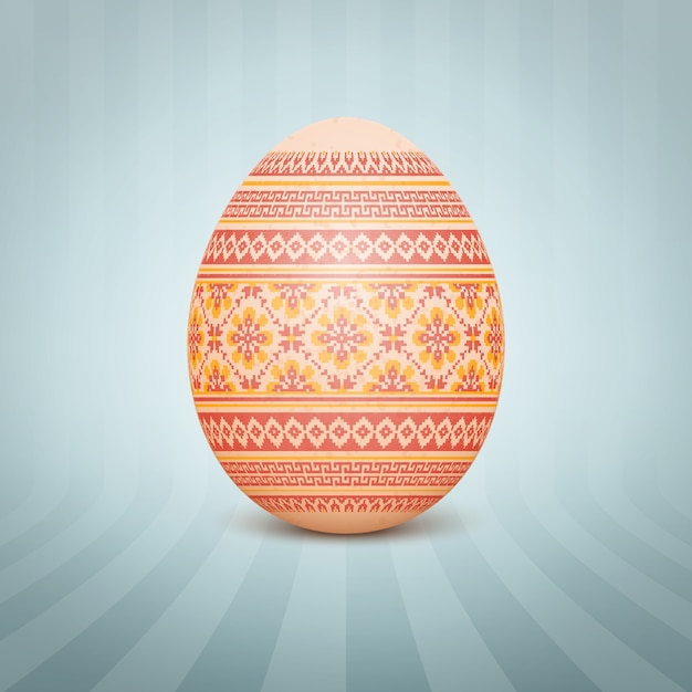 Free vector the easter egg with an ukrainian folk pattern ornament