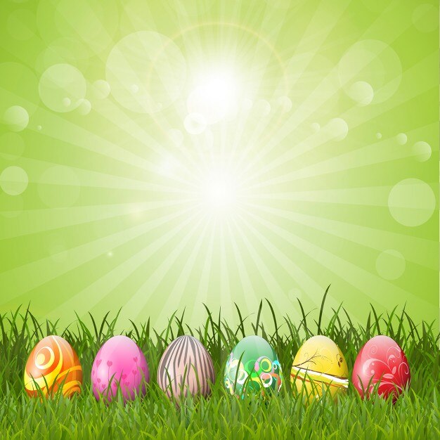 Easter eggs Green Background