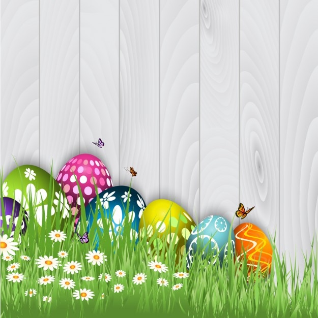 Happy easter border with grass and eggs Royalty Free Vector