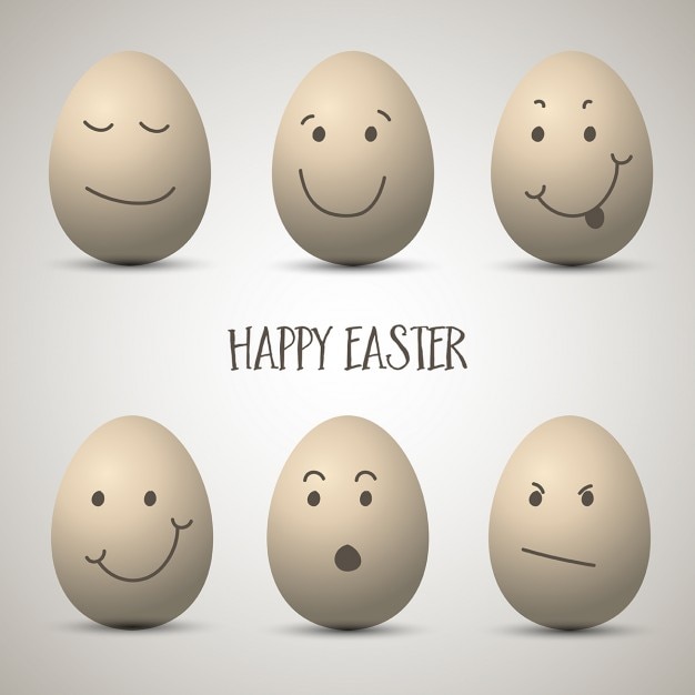 Free vector easter eggs with cute hand drawn faces